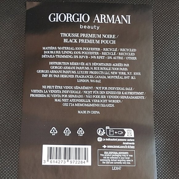 BEAUTIFUL GIORGIO ARMANI BEAUTY Purse Pouch BLACK PREMIUM POUCH BNWT - Picture 4 of 5